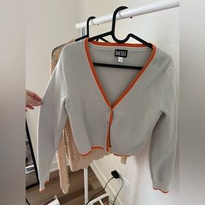 DIESEL Women's Cardigan in Gray with Orange Trim